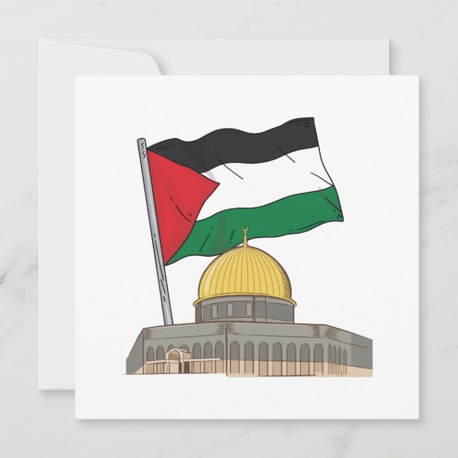 Invitation Drapeau palestinien au-dessus du Dôme de la Mosqué (Devant)