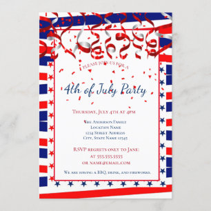 Invitation Drapeau patriotique 4 juillet américain