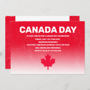 Invitation Drapeau rustique CANADA Jour du Canada couleur rou