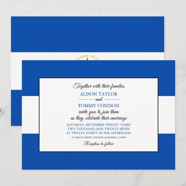 Invitation Drapeau salvadorien, Drapeau du Salvador Mariage (Devant / Derrière)