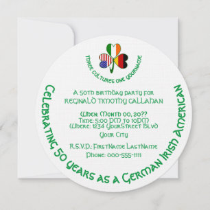 Invitation Drapeaux Allemagne Irlande États-Unis Trèfle Rond 