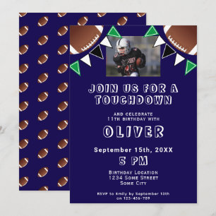 Invitation Drapeaux de ballon de football américain Photo Fêt