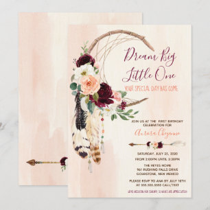 Invitation Dream Big Peach & Burgundy Boho Premier anniversai