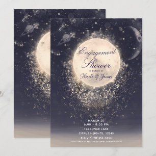 Invitation Dream Moon Magic Cosmic Sparkles Fiançailles douch