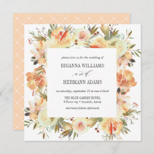 Invitation Dream Peach   Fancy Spring Floral Diamond Mariage