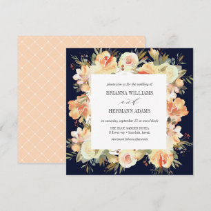 Invitation Dream Peach & Navy   Mariage diamant floral de pri