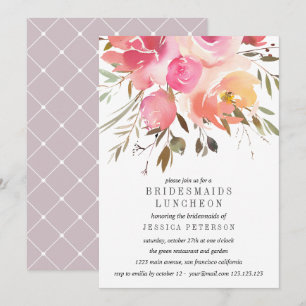 Invitation Dream Pink Flowers Bridesmaids Mariage du déjeuner