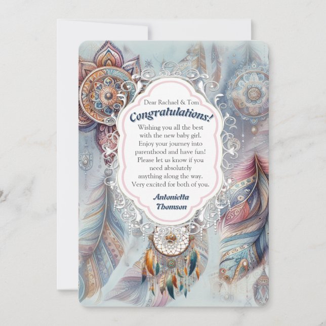 Invitation Dreamcatcher sur un thème bohème (Devant)