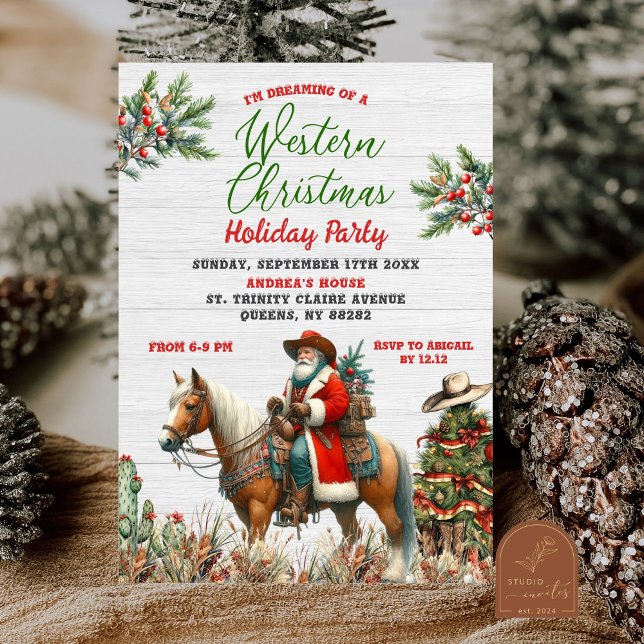 Invitation Dreaming Of Western Santa Cowboy Christmas Party (Créateur téléchargé)