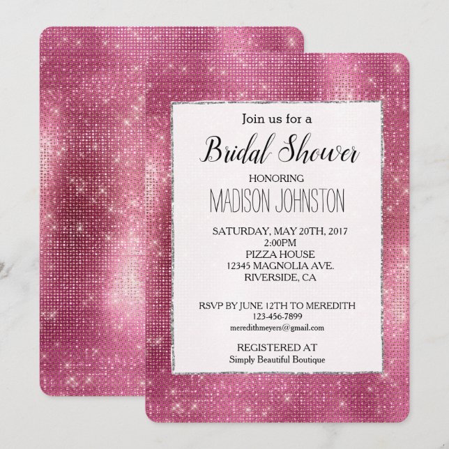 Invitation Dreamink Glitzy Silver Sparkle (Devant / Derrière)