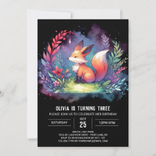 Invitation Dreamminimaliste Fox Anniversaire numérique