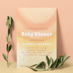 Invitation Dreamway Peach & Yellow Watercolor Baby shower sol