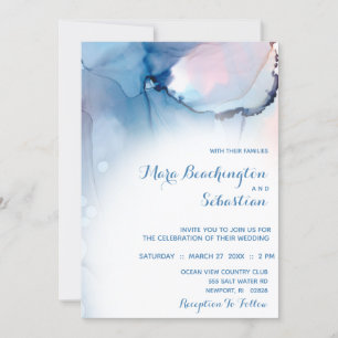 Invitation *~* Dreamy Aquarelle Blues Rose tendance Moderne
