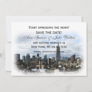 Invitation Dreamy Black NYC Skyline Enregistrer la date H