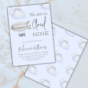 Invitation Dreamy Blue Cloud Neuf Sky Theme Boy Baby shower