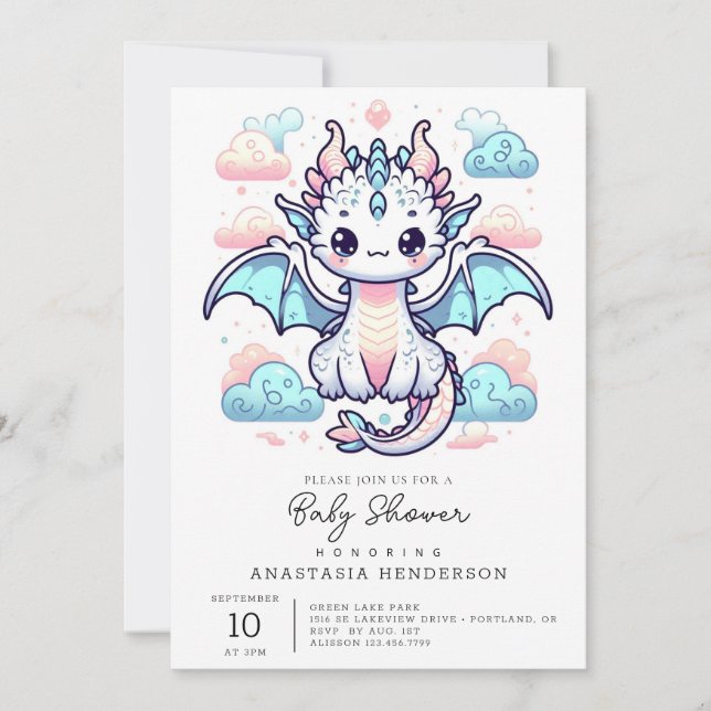 Invitation Dreamy Dragon Baby shower (Devant)