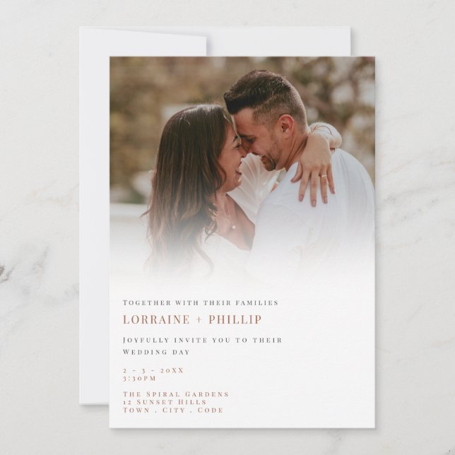 Invitation Dreamy Elegant dégradé Photo Overlay Mariage (Devant)