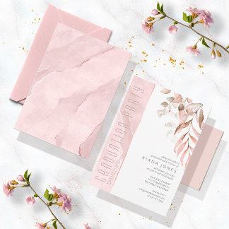 Invitation Dreamy Foliage Graduation Blush Pink ID911