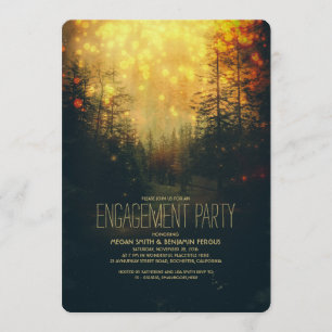 Invitation Dreamy Forest String Lights Trees Engagement Party