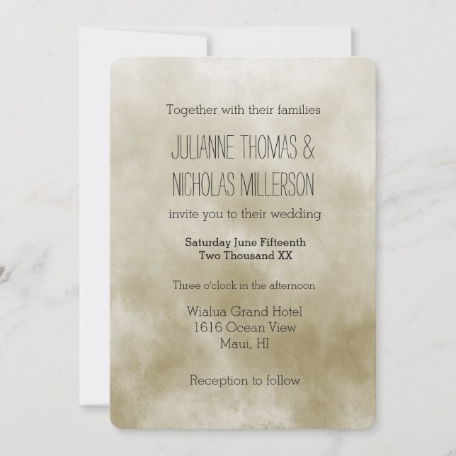 Invitation Dreamy Gold Cream Mariage (Devant)