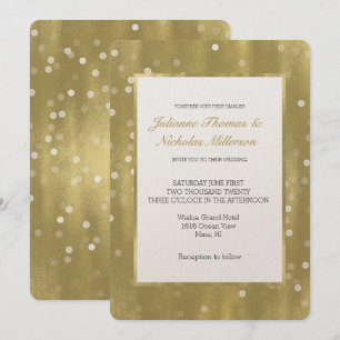 Invitation Dreamy Gold et White Confetti Bokeh Mariage