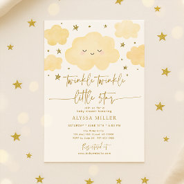 Invitation Dreamy Gold Twinkle Baby shower nuage Star