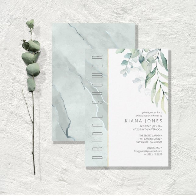 Invitation Dreamy Greenery Fête des mariées Green/Blue ID817 (Créateur téléchargé)