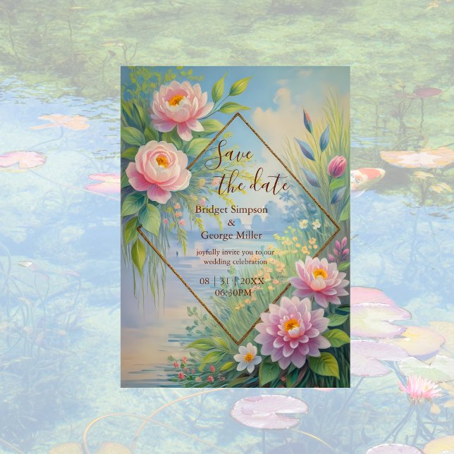 Invitation Dreamy Lakeside Garden mariage enregistrer la date (Créateur téléchargé)