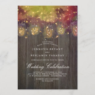 Invitation Dreamy Lufly Lights et Mason Jar Mariage rustique