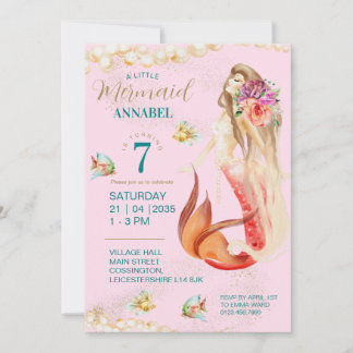 Invitation Dreamy Mermaid fête d'anniversaire