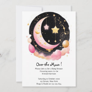 Invitation Dreamy Moon & Stars Thème Bébé Fille Douche