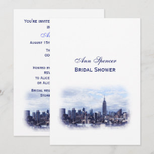 Invitation Dreamy Navy Blue NYC Skyline Bridal Shower V