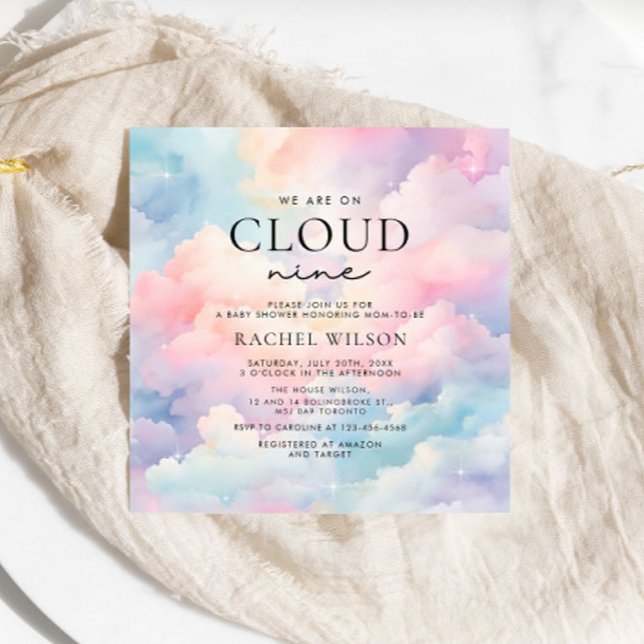 Invitation Dreamy Pastel Cloud Neuf Baby shower (Créateur téléchargé)