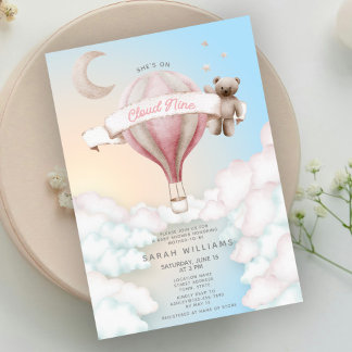 Invitation Dreamy She's On Cloud Nine Pastel Baby shower