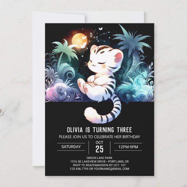 Invitation Dreamy Simple Tiger Anniversaire (Devant)