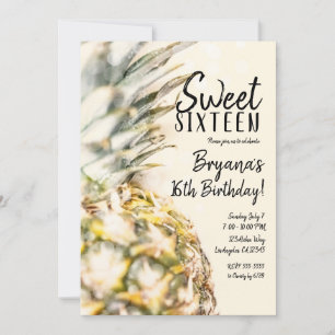 Invitation Dreamy Tropical Pineapple Beach Sweet 16 Party