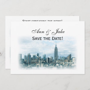 Invitation Dreamy Turquoise NYC Skyline Enregistrer la date H