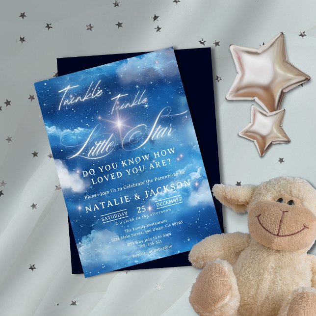 Invitation Dreamy Twinkle Little Star Baby shower (Dreamy Twinkle Twinkle Little Star Baby Shower Invitation)