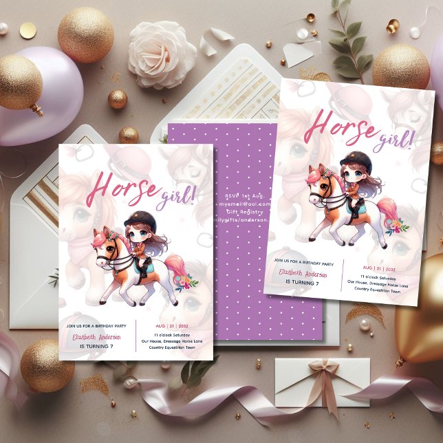 Invitation Dressage Rider Horse Girl Birthday Party (Créateur téléchargé)