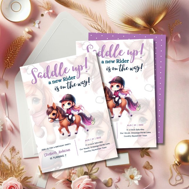 Invitation Dressage Rider Horse Girl Birthday Party (Créateur téléchargé)