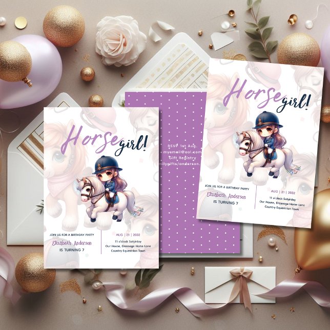 Invitation Dressage Rider Horse Girl Birthday Party (Créateur téléchargé)