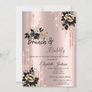 Invitation Drips Black Roses Brunch & Bubbly Shower de Mariée