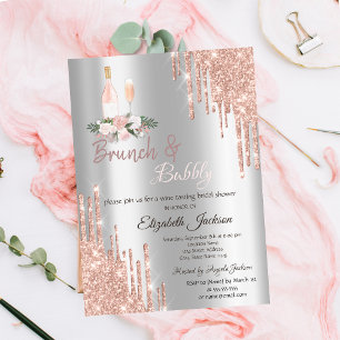 Invitation Drips Brunch & Bubbly Mariage Argenté