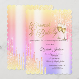 Invitation Drips Glass Brunch & Bubbly Ombre Réception de Mar