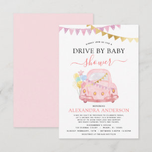 Invitation Drive By Baby shower Blush Pink Gold Foil