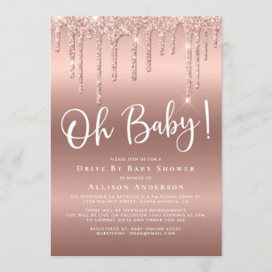 Invitation Drive By Baby shower Parties scintillant Drift Ros