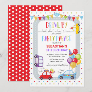 Invitation Drive Thru Birthday Parade Quarantine Party