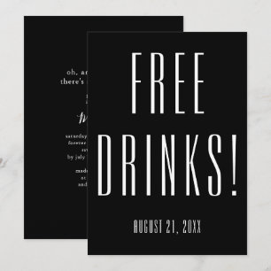 Invitation Drôle boissons gratuites Fête des mariées noire