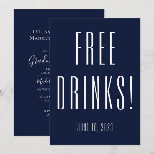 Invitation Drôle boissons gratuites Graduation Party Invitati