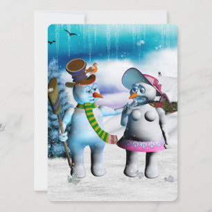 Invitation Drôle bonhomme de neige et femmes de neige